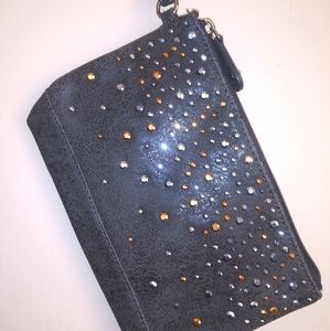 Maurices gray studded wristlet